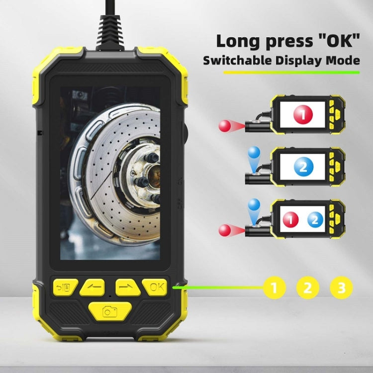 Y19 8mm Single Lens Hand-held Hard-wire Endoscope with 4.3-inch IPS Color LCD Screen, Cable Length:2m(Yellow)