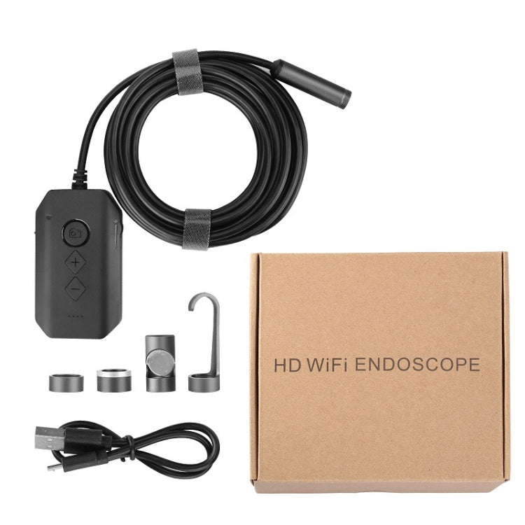 Y17 5MP 7.9mm Dual-lens HD Autofocus WiFi Industrial Digital Endoscope Zoomable Snake Camera, Cable Length:10m Hard Cable(Black)