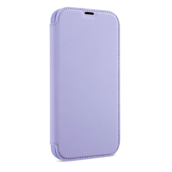 For iPhone 13 Pro Skin Feel Horizontal Flip PU Leather Case with Holder & Card Slot (Taro Purple)