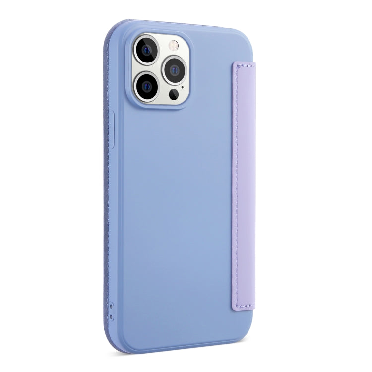 For iPhone 13 Pro Skin Feel Horizontal Flip PU Leather Case with Holder & Card Slot (Taro Purple)