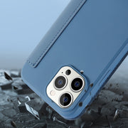 For iPhone 13 Pro Skin Feel Horizontal Flip PU Leather Case with Holder & Card Slot (Taro Purple)