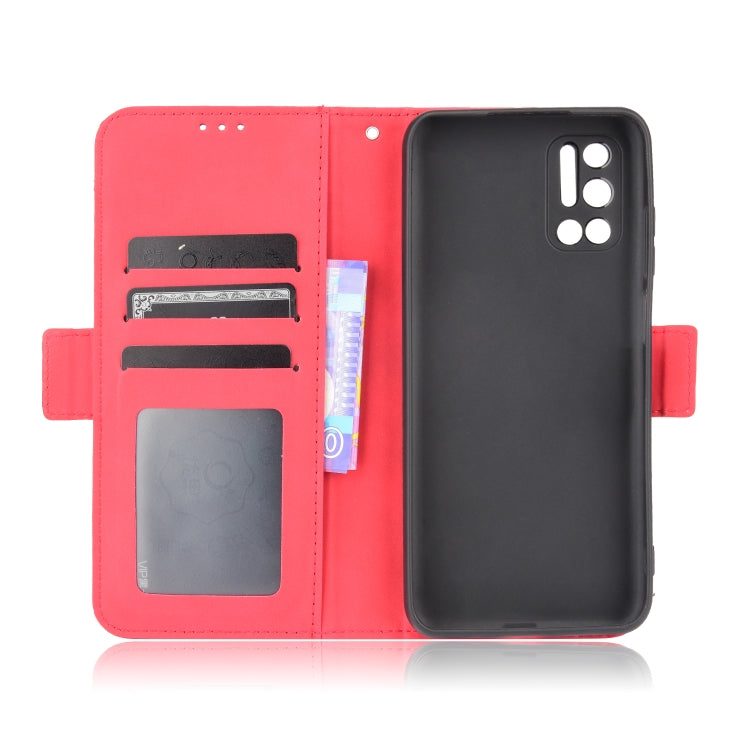 For Doogee N40 Pro Skin Feel Calf Pattern Horizontal Flip Leather Case with Holder & Card Slots & Photo Frame(Red)