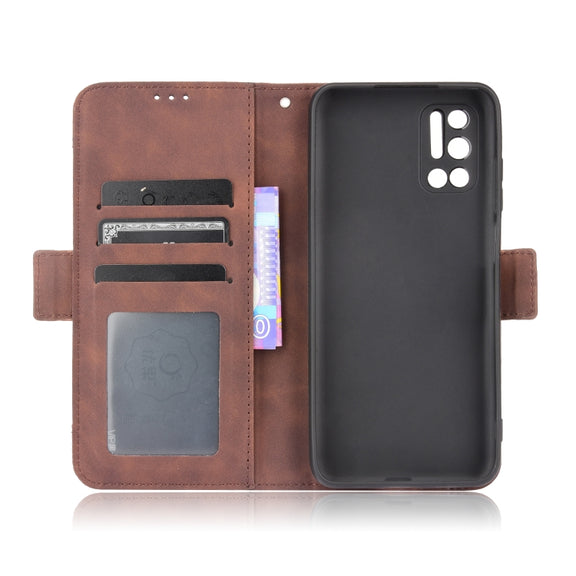 For Doogee N40 Pro Skin Feel Calf Pattern Horizontal Flip Leather Case with Holder & Card Slots & Photo Frame(Brown)