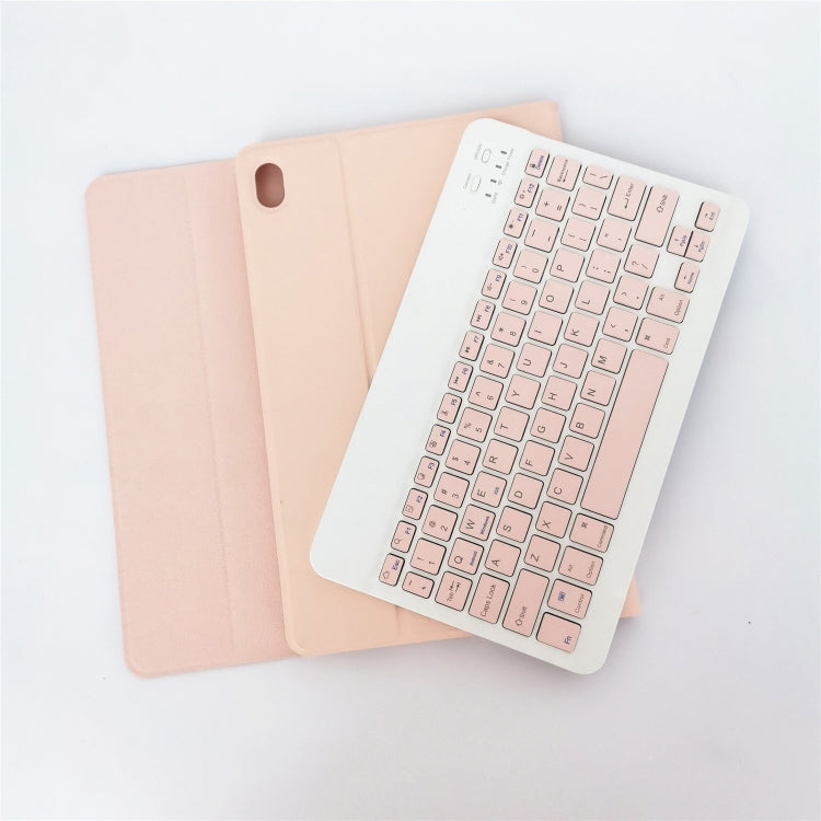 For Lenovo Pad Tab P11 11 inch TB-J606F LX110 Solid Color Detachable Square Keycap Bluetooth Keyboard Leather Tablet Case with Stand(Pink)