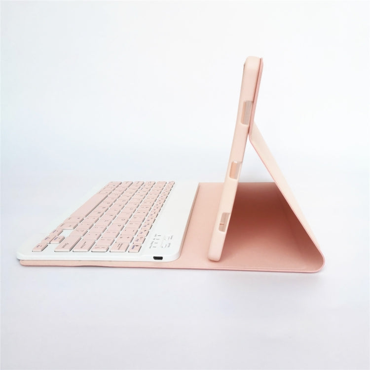 For Lenovo Pad Tab P11 11 inch TB-J606F LX110 Solid Color Detachable Square Keycap Bluetooth Keyboard Leather Tablet Case with Stand(Pink)