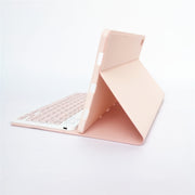 For Lenovo Pad Tab P11 11 inch TB-J606F LX110 Solid Color Detachable Square Keycap Bluetooth Keyboard Leather Tablet Case with Stand(Pink)