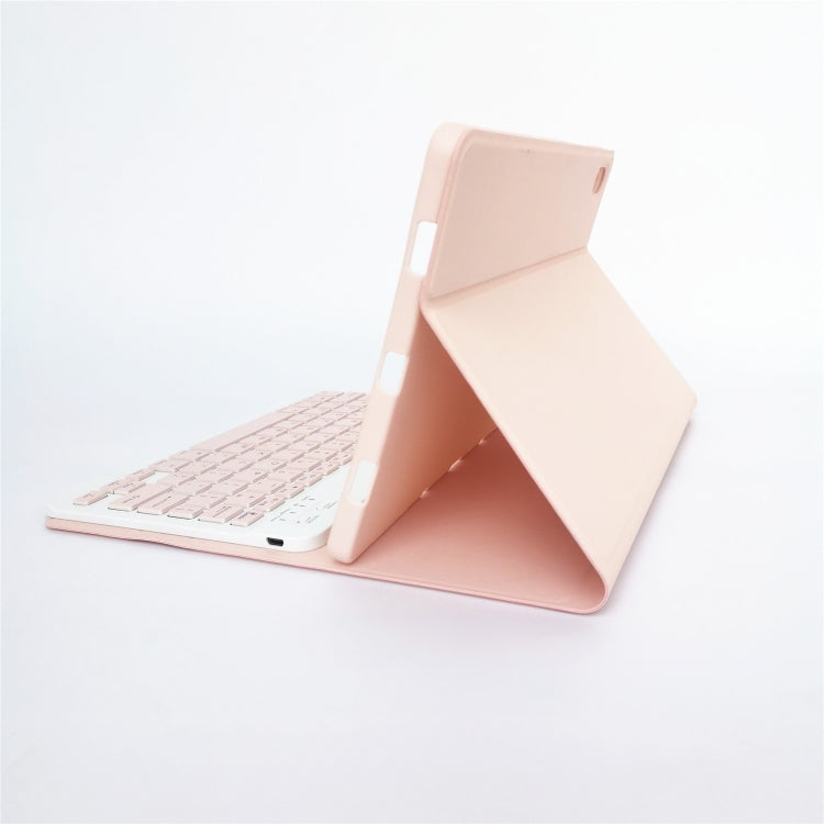For Lenovo Pad Tab P11 11 inch TB-J606F LX110 Solid Color Detachable Square Keycap Bluetooth Keyboard Leather Tablet Case with Stand(Pink)