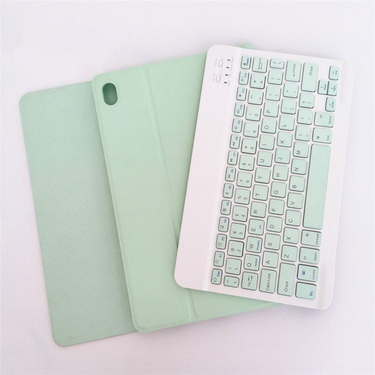 For Lenovo Pad Tab P11 11 inch TB-J606F LX110 Solid Color Detachable Square Keycap Bluetooth Keyboard Leather Tablet Case with Stand(Green)