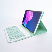 For Lenovo Pad Tab P11 11 inch TB-J606F LX110 Solid Color Detachable Square Keycap Bluetooth Keyboard Leather Tablet Case with Stand(Green)
