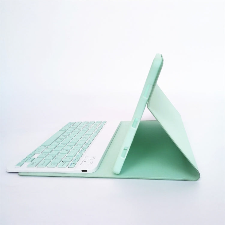For Lenovo Pad Tab P11 11 inch TB-J606F LX110 Solid Color Detachable Square Keycap Bluetooth Keyboard Leather Tablet Case with Stand(Green)