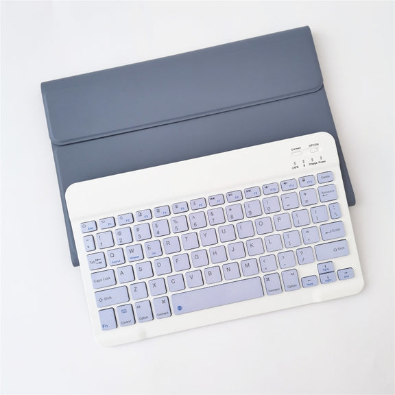 For Lenovo Pad Tab P11 11 inch TB-J606F LX110 Solid Color Detachable Square Keycap Bluetooth Keyboard Leather Tablet Case with Stand(Purple)