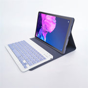 For Lenovo Pad Tab P11 11 inch TB-J606F LX110 Solid Color Detachable Square Keycap Bluetooth Keyboard Leather Tablet Case with Stand(Purple)