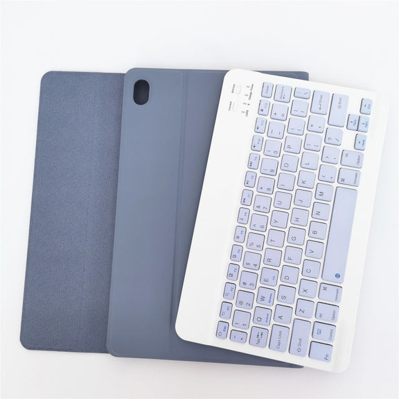 For Lenovo Pad Tab P11 11 inch TB-J606F LX110 Solid Color Detachable Square Keycap Bluetooth Keyboard Leather Tablet Case with Stand(Purple)