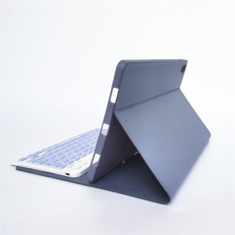 For Lenovo Pad Tab P11 11 inch TB-J606F LX110 Solid Color Detachable Square Keycap Bluetooth Keyboard Leather Tablet Case with Stand(Purple)
