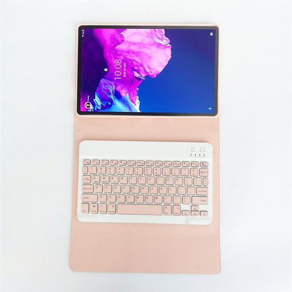For Lenovo Pad Tab P11 Pro 11.5 inch TB-J706F LX115 Solid Color Detachable Square Keycap Bluetooth Keyboard Leather Tablet Case with Stand(Pink)