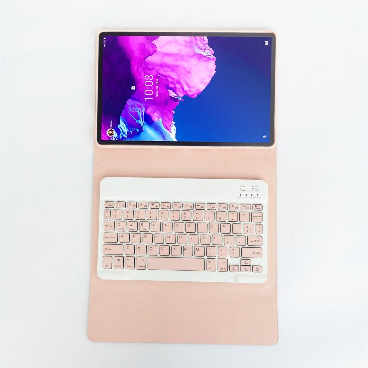 For Lenovo Pad Tab P11 Pro 11.5 inch TB-J706F LX115 Solid Color Detachable Square Keycap Bluetooth Keyboard Leather Tablet Case with Stand(Pink)