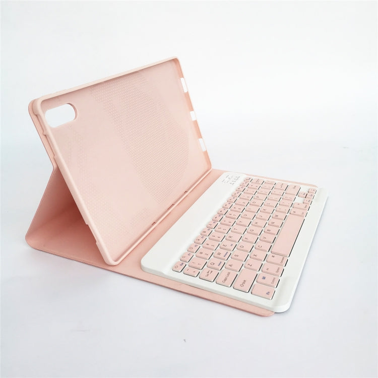 For Lenovo Pad Tab P11 Pro 11.5 inch TB-J706F LX115 Solid Color Detachable Square Keycap Bluetooth Keyboard Leather Tablet Case with Stand(Pink)