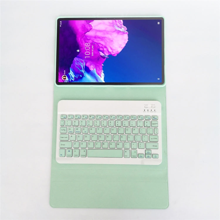 For Lenovo Pad Tab P11 Pro 11.5 inch TB-J706F LX115 Solid Color Detachable Square Keycap Bluetooth Keyboard Leather Tablet Case with Stand(Green)