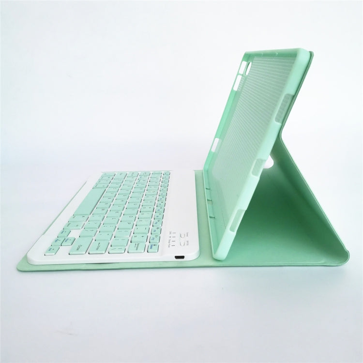 For Lenovo Pad Tab P11 Pro 11.5 inch TB-J706F LX115 Solid Color Detachable Square Keycap Bluetooth Keyboard Leather Tablet Case with Stand(Green)