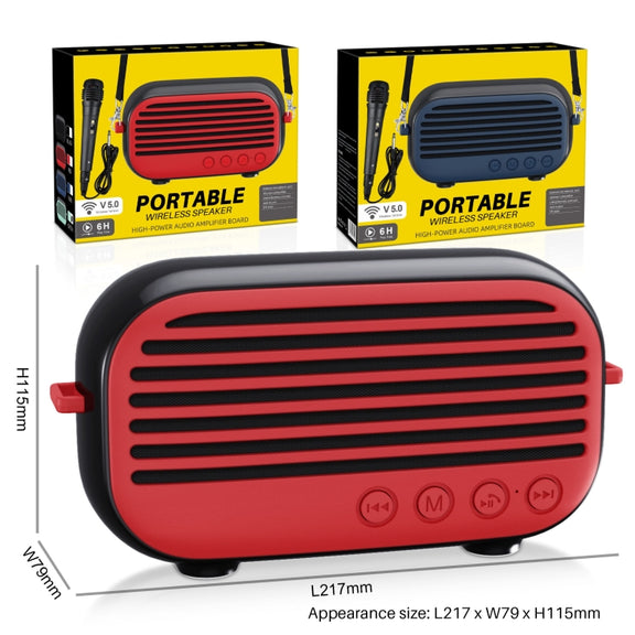 New Rixing NR-3000M Bluetooth 5.0 Portable Karaoke Wireless Bluetooth Speaker with Microphone & Shoulder Strap(Black)