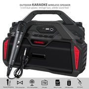 New Rixing NR-6011M Bluetooth 5.0 Portable Outdoor Karaoke Wireless Bluetooth Speaker with Microphone & Shoulder Strap(Red)
