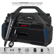 New Rixing NR-6011M Bluetooth 5.0 Portable Outdoor Karaoke Wireless Bluetooth Speaker with Microphone & Shoulder Strap(Blue)