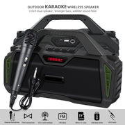 New Rixing NR-6011M Bluetooth 5.0 Portable Outdoor Karaoke Wireless Bluetooth Speaker with Microphone & Shoulder Strap(Green)