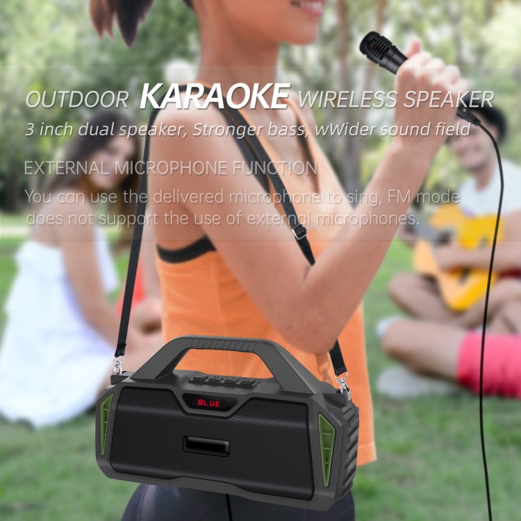 New Rixing NR-6011M Bluetooth 5.0 Portable Outdoor Karaoke Wireless Bluetooth Speaker with Microphone & Shoulder Strap(Red)
