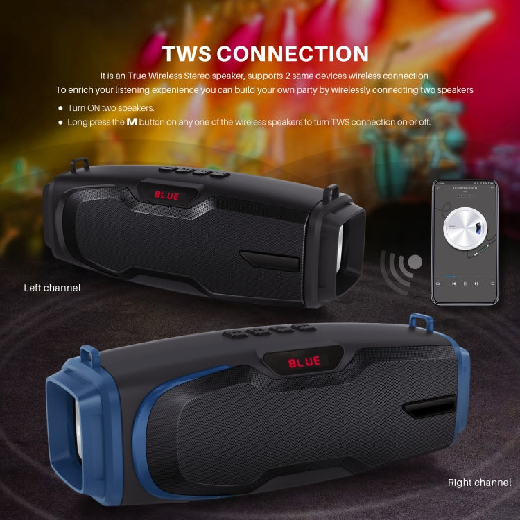 New Rixing NR-6012M Bluetooth 5.0 Portable Outdoor Karaoke Wireless Bluetooth Speaker with Microphone & Shoulder Strap(Black)