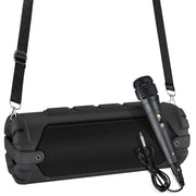 New Rixing NR-6013M Bluetooth 5.0 Portable Outdoor Karaoke Wireless Bluetooth Speaker with Microphone & Shoulder Strap(Black)