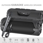 New Rixing NR-6013M Bluetooth 5.0 Portable Outdoor Karaoke Wireless Bluetooth Speaker with Microphone & Shoulder Strap(Red)