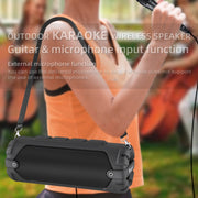 New Rixing NR-6013M Bluetooth 5.0 Portable Outdoor Karaoke Wireless Bluetooth Speaker with Microphone & Shoulder Strap(Green)