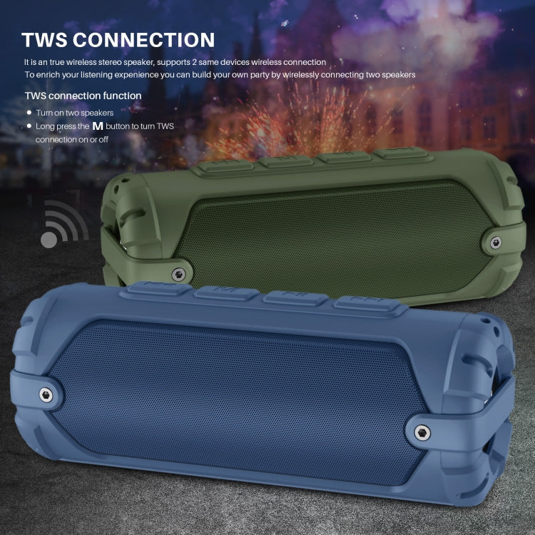 New Rixing NR-6013M Bluetooth 5.0 Portable Outdoor Karaoke Wireless Bluetooth Speaker with Microphone & Shoulder Strap(Green)