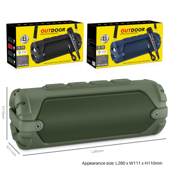 New Rixing NR-6013M Bluetooth 5.0 Portable Outdoor Karaoke Wireless Bluetooth Speaker with Microphone & Shoulder Strap(Green)