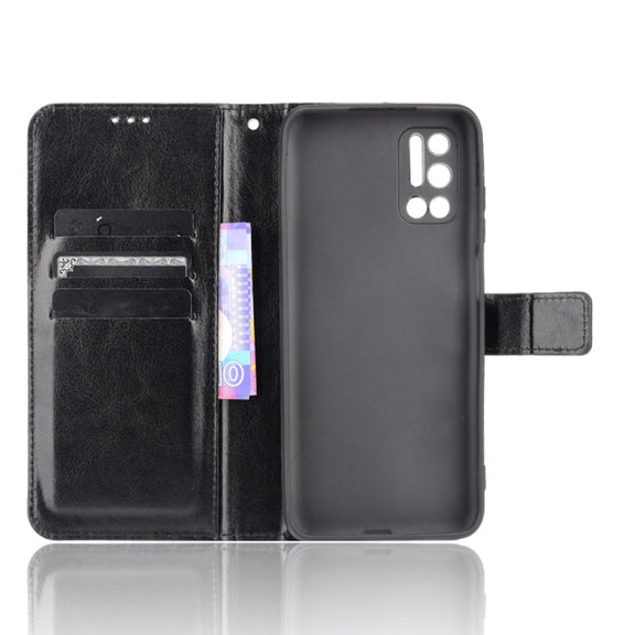 For Doogee N40 Pro Crazy Horse Texture Horizontal Flip Leather Case with Holder & Card Slots & Lanyard(Black)