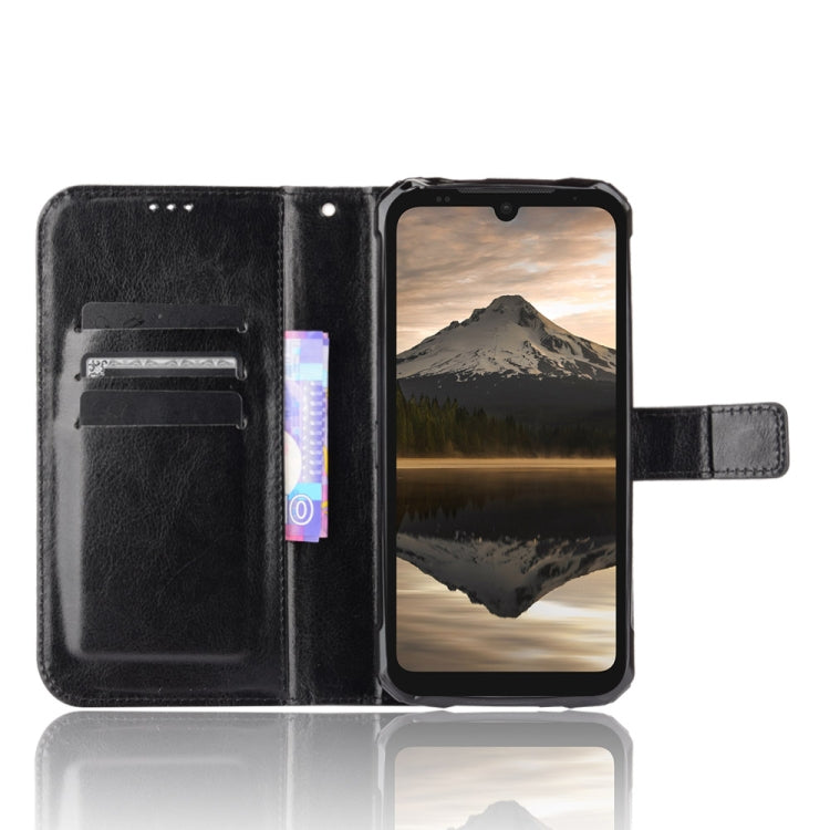 For Doogee S86 / S86 Pro Crazy Horse Texture Horizontal Flip Leather Case with Holder & Card Slots & Lanyard(Black)