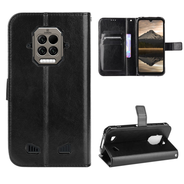 For Doogee S86 / S86 Pro Crazy Horse Texture Horizontal Flip Leather Case with Holder & Card Slots & Lanyard(Black)