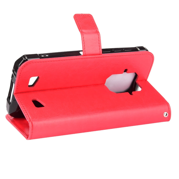 For Doogee S86 / S86 Pro Crazy Horse Texture Horizontal Flip Leather Case with Holder & Card Slots & Lanyard(Red)
