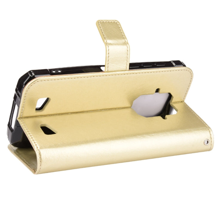 For Doogee S86 / S86 Pro Crazy Horse Texture Horizontal Flip Leather Case with Holder & Card Slots & Lanyard(Gold)
