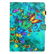 10 inch Universal Colored Drawing Horizontal Flip PU Leather Case with Holder & Card Slot(Green Butterfly)
