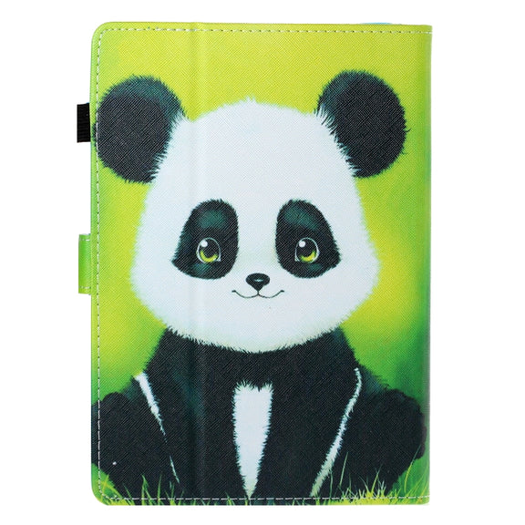 10 inch Universal Colored Drawing Horizontal Flip PU Leather Case with Holder & Card Slot(Panda)