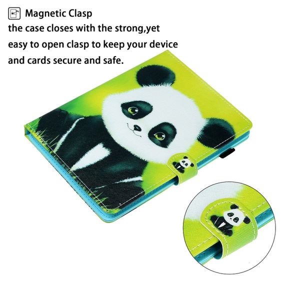 10 inch Universal Colored Drawing Horizontal Flip PU Leather Case with Holder & Card Slot(Panda)