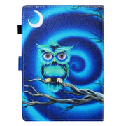 10 inch Universal Colored Drawing Horizontal Flip PU Leather Case with Holder & Card Slot(Moon Owl)