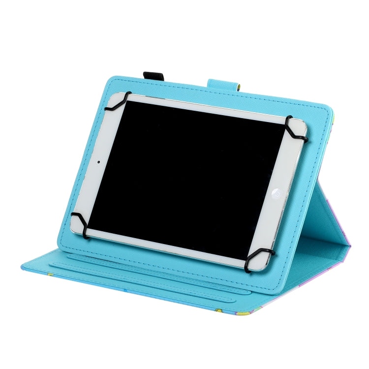 10 inch Universal Colored Drawing Horizontal Flip PU Leather Case with Holder & Card Slot(Moon Owl)
