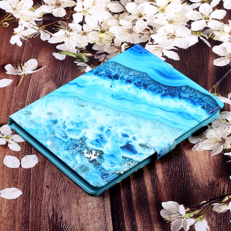 10 inch Universal Colored Drawing Horizontal Flip PU Leather Case with Holder & Card Slot(Blue Marble)