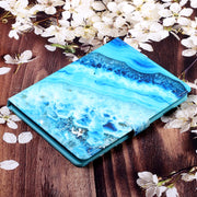 10 inch Universal Colored Drawing Horizontal Flip PU Leather Case with Holder & Card Slot(Blue Marble)