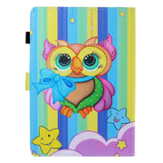 10 inch Universal Colored Drawing Horizontal Flip PU Leather Case with Holder & Card Slot(Rainbow Owl)