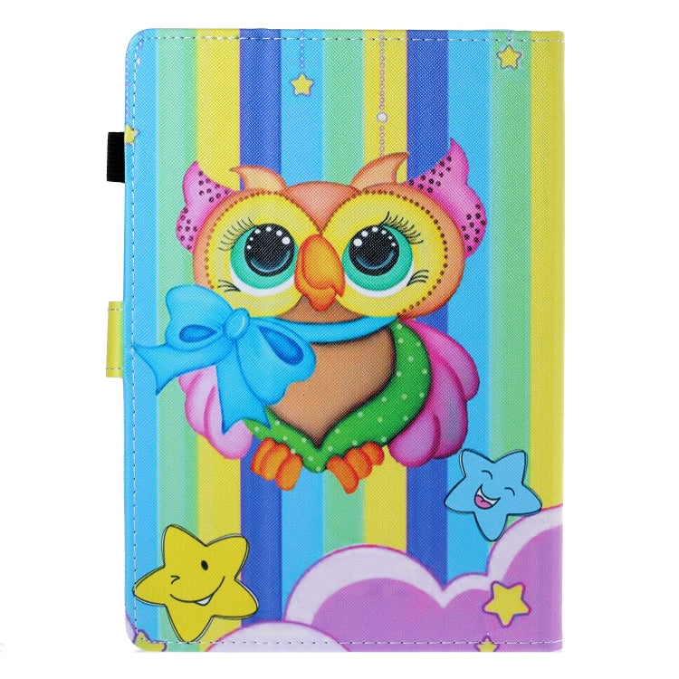 10 inch Universal Colored Drawing Horizontal Flip PU Leather Case with Holder & Card Slot(Rainbow Owl)