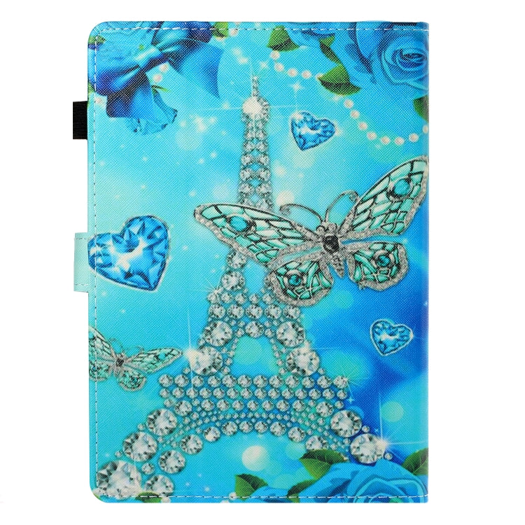 10 inch Universal Colored Drawing Horizontal Flip PU Leather Case with Holder & Card Slot(Butterfly Tower)