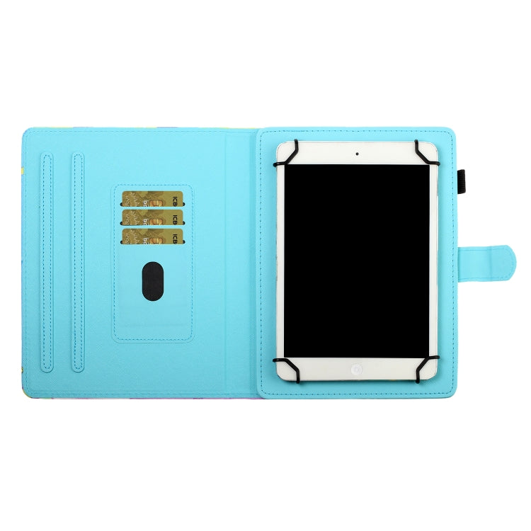 10 inch Universal Colored Drawing Horizontal Flip PU Leather Case with Holder & Card Slot(Butterfly Tower)